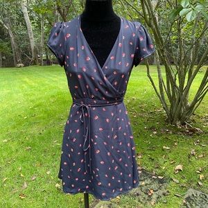 LULUS strawberry wrap dress